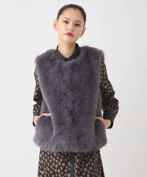 HIROKO BIS GRANDE / ヒロコビス グランデ ベスト | 【大きいサイズ】シャギーフェイクファージレ /洗える | 詳細13