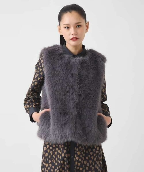 HIROKO BIS GRANDE / ヒロコビス グランデ ベスト | 【大きいサイズ】シャギーフェイクファージレ /洗える | 詳細8