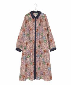 HIROKO BIS GRANDE / ヒロコビス グランデ ロング・マキシ丈ワンピース | 【大きいサイズ】幾何フラワーアートプリントワンピース /洗える