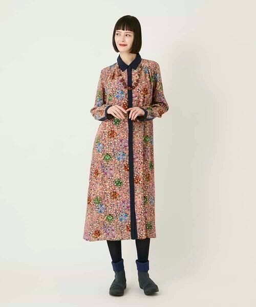 HIROKO BIS GRANDE / ヒロコビス グランデ ロング・マキシ丈ワンピース | 【大きいサイズ】幾何フラワーアートプリントワンピース /洗える | 詳細13