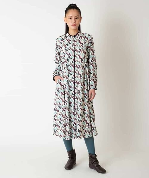 HIROKO BIS GRANDE / ヒロコビス グランデ ロング・マキシ丈ワンピース | 【大きいサイズ】ペイント柄タックフレアワンピース /洗濯機で洗える | 詳細11