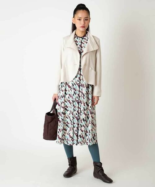 HIROKO BIS GRANDE / ヒロコビス グランデ ロング・マキシ丈ワンピース | 【大きいサイズ】ペイント柄タックフレアワンピース /洗濯機で洗える | 詳細16