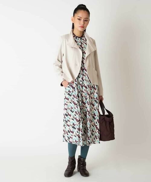 HIROKO BIS GRANDE / ヒロコビス グランデ ロング・マキシ丈ワンピース | 【大きいサイズ】ペイント柄タックフレアワンピース /洗濯機で洗える | 詳細17