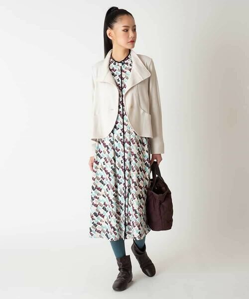 HIROKO BIS GRANDE / ヒロコビス グランデ ロング・マキシ丈ワンピース | 【大きいサイズ】ペイント柄タックフレアワンピース /洗濯機で洗える | 詳細18