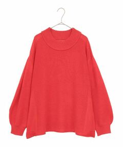 HIROKO BIS GRANDE / ヒロコビス グランデ ニット・セーター | 【大きいサイズ】リブネックデザインウールニットプルオーバー