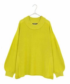 HIROKO BIS GRANDE / ヒロコビス グランデ ニット・セーター | 【大きいサイズ】リブネックデザインウールニットプルオーバー