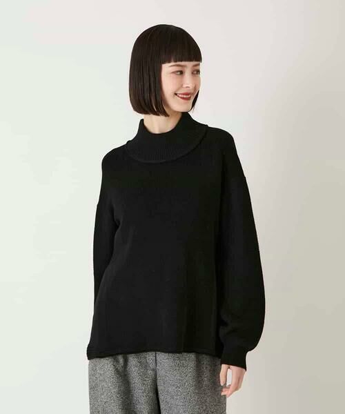 HIROKO BIS GRANDE / ヒロコビス グランデ ニット・セーター | 【大きいサイズ】リブネックデザインウールニットプルオーバー | 詳細19