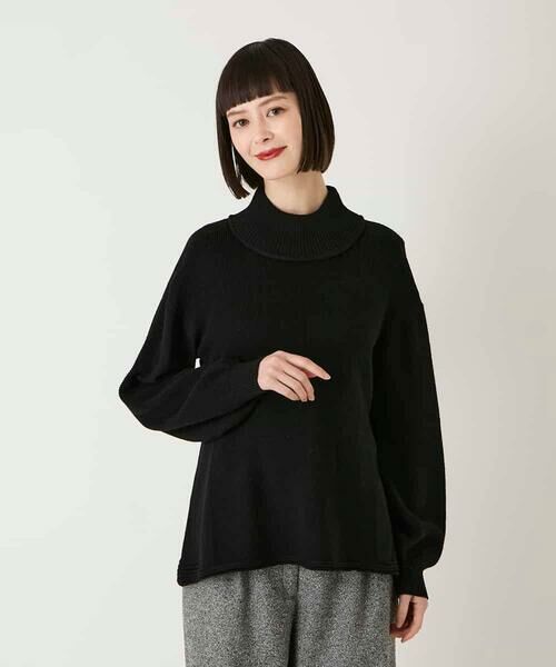 HIROKO BIS GRANDE / ヒロコビス グランデ ニット・セーター | 【大きいサイズ】リブネックデザインウールニットプルオーバー | 詳細6