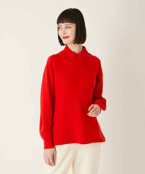 HIROKO BIS GRANDE / ヒロコビス グランデ ニット・セーター | 【大きいサイズ】リブネックデザインウールニットプルオーバー | 詳細9