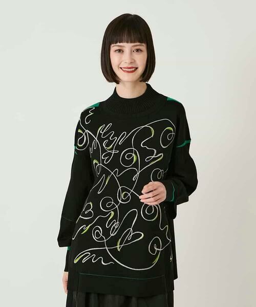 HIROKO BIS GRANDE / ヒロコビス グランデ ニット・セーター | 【大きいサイズ】ニュアンス刺繍アクセントニットプルオーバー | 詳細19