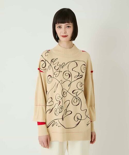 HIROKO BIS GRANDE / ヒロコビス グランデ ニット・セーター | 【大きいサイズ】ニュアンス刺繍アクセントニットプルオーバー | 詳細8