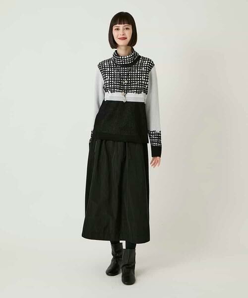 HIROKO BIS GRANDE / ヒロコビス グランデ ニット・セーター | 【大きいサイズ】チェックアクセントタートルネックニット | 詳細15