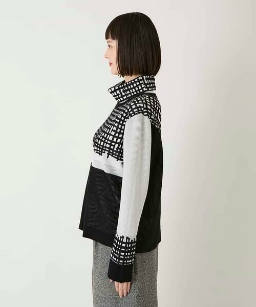HIROKO BIS GRANDE / ヒロコビス グランデ ニット・セーター | 【大きいサイズ】チェックアクセントタートルネックニット | 詳細8