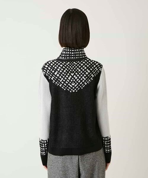 HIROKO BIS GRANDE / ヒロコビス グランデ ニット・セーター | 【大きいサイズ】チェックアクセントタートルネックニット | 詳細9
