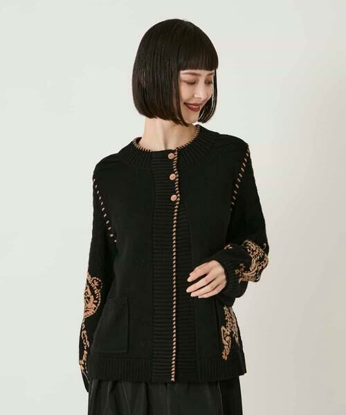HIROKO BIS GRANDE / ヒロコビス グランデ カーディガン・ボレロ | 【大きいサイズ】ペイズリー刺繍ニットカーディガン | 詳細14