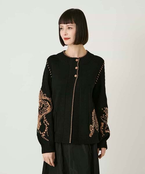 HIROKO BIS GRANDE / ヒロコビス グランデ カーディガン・ボレロ | 【大きいサイズ】ペイズリー刺繍ニットカーディガン | 詳細8