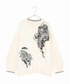 HIROKO BIS GRANDE / ヒロコビス グランデ ニット・セーター | 【大きいサイズ】ペースリー刺繍ニットプルオーバー