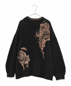 HIROKO BIS GRANDE / ヒロコビス グランデ ニット・セーター | 【大きいサイズ】ペースリー刺繍ニットプルオーバー
