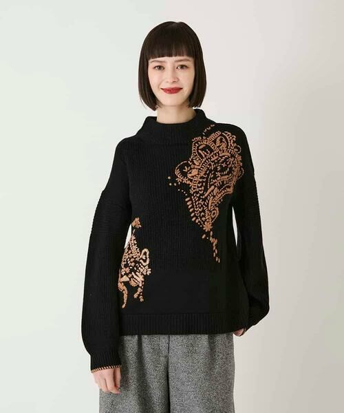 HIROKO BIS GRANDE / ヒロコビス グランデ ニット・セーター | 【大きいサイズ】ペイズリー刺繍ニットプルオーバー | 詳細7