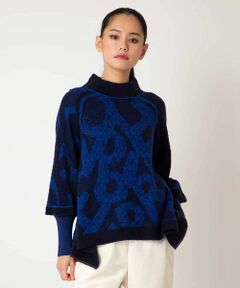 HIROKO BIS GRANDE / ヒロコビス グランデ ニット・セーター | 【大きいサイズ】ロゴジャカードニットプルオーバー