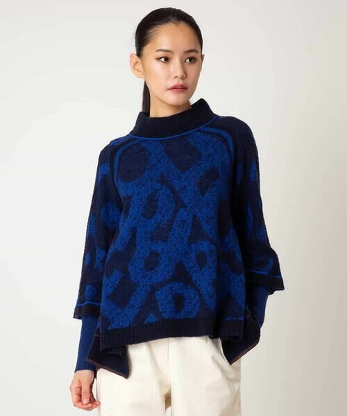 HIROKO BIS GRANDE / ヒロコビス グランデ ニット・セーター | 【大きいサイズ】ロゴジャカードニットプルオーバー | 詳細1