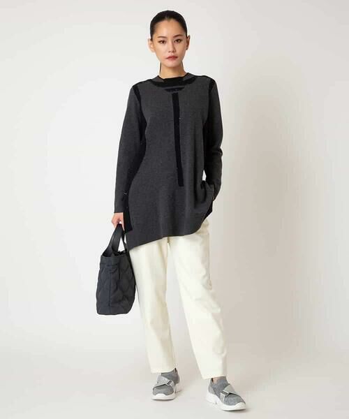 HIROKO BIS GRANDE / ヒロコビス グランデ ロング・マキシ丈スカート | 配色切り替えスパンコールニットチュニック | 詳細11