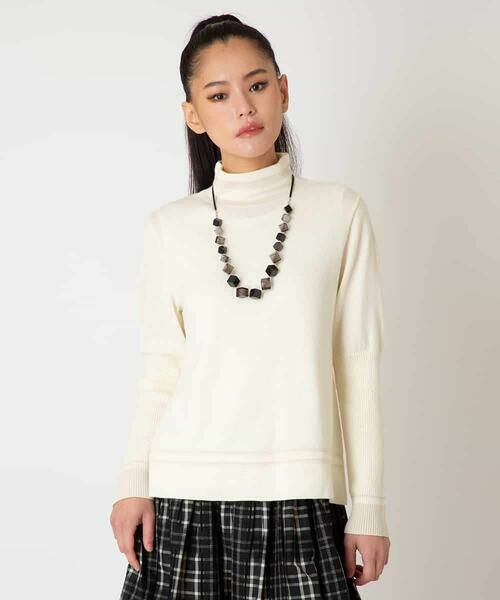 HIROKO BIS GRANDE / ヒロコビス グランデ ニット・セーター | 【大きいサイズ】ボーダーネックスパンコールニットプルオーバー | 詳細7