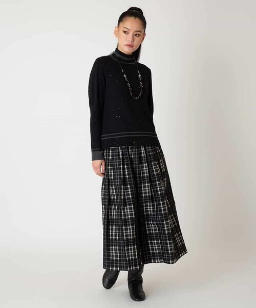 HIROKO BIS GRANDE / ヒロコビス グランデ ニット・セーター | 【大きいサイズ】ボーダーネックスパンコールニットプルオーバー | 詳細17