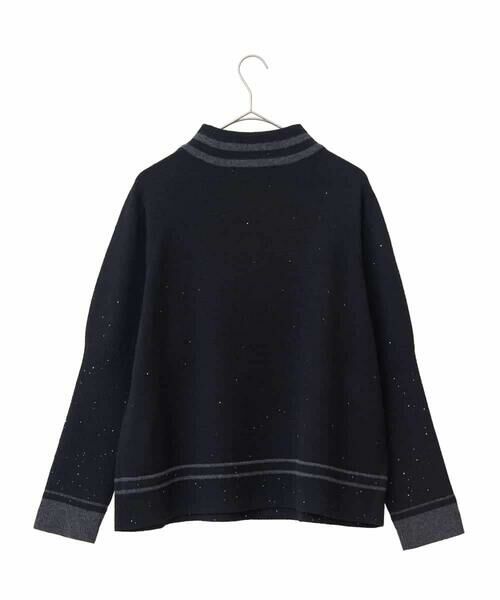 HIROKO BIS GRANDE / ヒロコビス グランデ ニット・セーター | 【大きいサイズ】ボーダーネックスパンコールニットプルオーバー | 詳細8