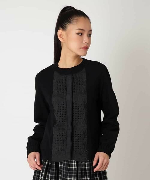 HIROKO BIS GRANDE / ヒロコビス グランデ カーディガン・ボレロ | 【大きいサイズ】レースドッキングニットカーディガン | 詳細7