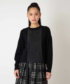 HIROKO BIS GRANDE / ヒロコビス グランデ ニット・セーター | 【大きいサイズ】レースドッキングニットプルオーバー