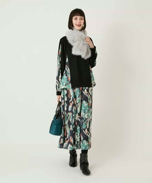 HIROKO BIS GRANDE / ヒロコビス グランデ ロング・マキシ丈スカート | 【大きいサイズ】デジタルフラワープリントスカート /洗える | 詳細9