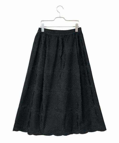 HIROKO BIS GRANDE / ヒロコビス グランデ ロング・マキシ丈スカート | 【大きいサイズ】モチーフレースデザインスカート /洗える | 詳細1