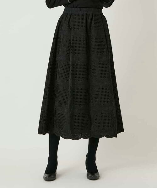 HIROKO BIS GRANDE / ヒロコビス グランデ ロング・マキシ丈スカート | 【大きいサイズ】モチーフレースデザインスカート /洗える | 詳細6