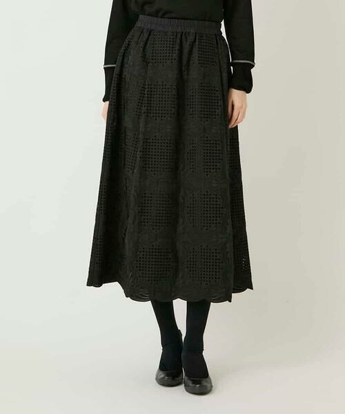 HIROKO BIS GRANDE / ヒロコビス グランデ ロング・マキシ丈スカート | 【大きいサイズ】モチーフレースデザインスカート /洗える | 詳細7