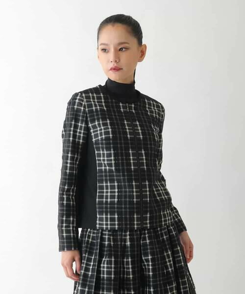 HIROKO BIS GRANDE / ヒロコビス グランデ セットアップ | 【大きいサイズ】チェックジャカードジップアップジャケット | 詳細7
