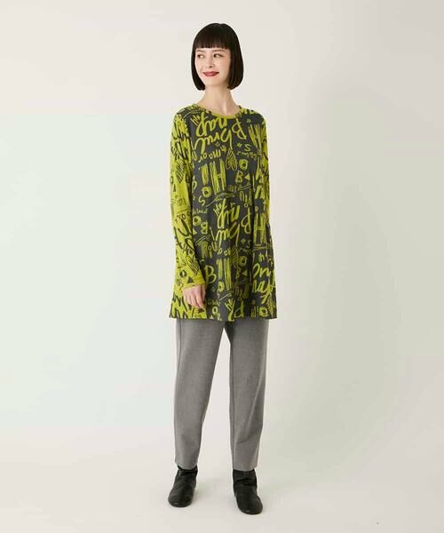 HIROKO BIS GRANDE / ヒロコビス グランデ チュニック | 【大きいサイズ】アートロゴ総柄チュニックカットソー /洗える | 詳細2
