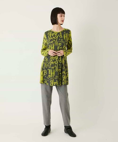 HIROKO BIS GRANDE / ヒロコビス グランデ チュニック | 【大きいサイズ】アートロゴ総柄チュニックカットソー /洗える | 詳細3