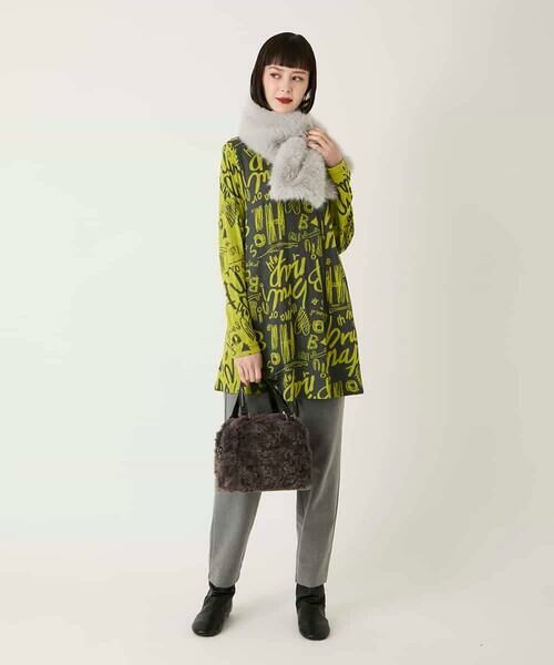 HIROKO BIS GRANDE / ヒロコビス グランデ チュニック | 【大きいサイズ】アートロゴ総柄チュニックカットソー /洗える | 詳細4