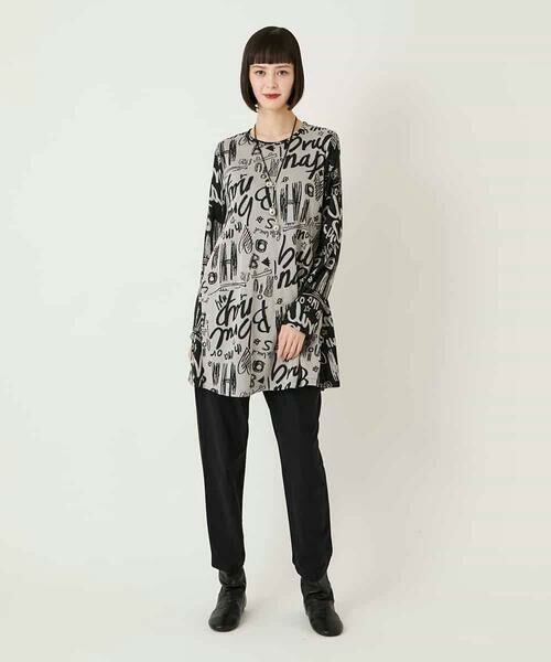 HIROKO BIS GRANDE / ヒロコビス グランデ チュニック | 【大きいサイズ】アートロゴ総柄チュニックカットソー /洗える | 詳細7