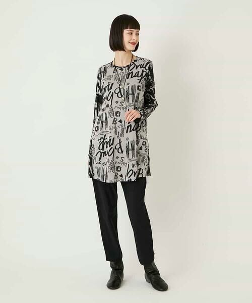 HIROKO BIS GRANDE / ヒロコビス グランデ チュニック | 【大きいサイズ】アートロゴ総柄チュニックカットソー /洗える | 詳細8