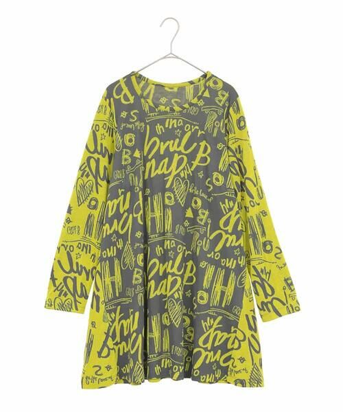 HIROKO BIS GRANDE/ヒロコビス グランデ 【大きいサイズ】アートロゴ総柄チュニックカットソー /洗える カーキ 4L