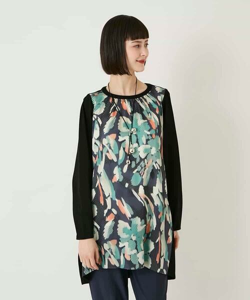 HIROKO BIS GRANDE / ヒロコビス グランデ チュニック | 【大きいサイズ】デジタルフラワージョイントチュニック /洗える | 詳細10