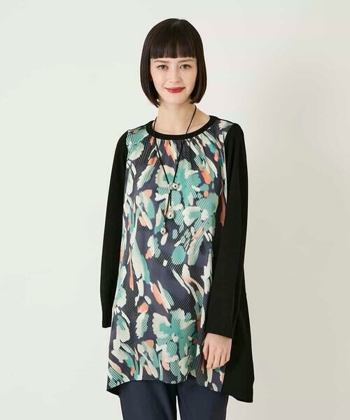 HIROKO BIS GRANDE / ヒロコビス グランデ チュニック | 【大きいサイズ】デジタルフラワージョイントチュニック /洗える | 詳細7