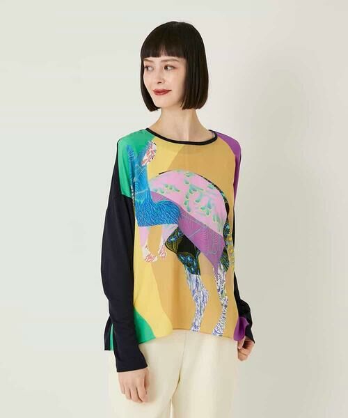 HIROKO BIS GRANDE / ヒロコビス グランデ カットソー | 【大きいサイズ】デシンジョイントアートプリントプルオーバー /洗える | 詳細6