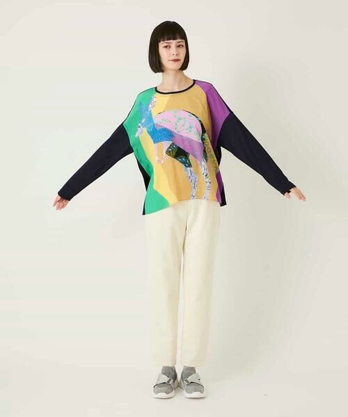 HIROKO BIS GRANDE / ヒロコビス グランデ カットソー | 【大きいサイズ】デシンジョイントアートプリントプルオーバー /洗える | 詳細9