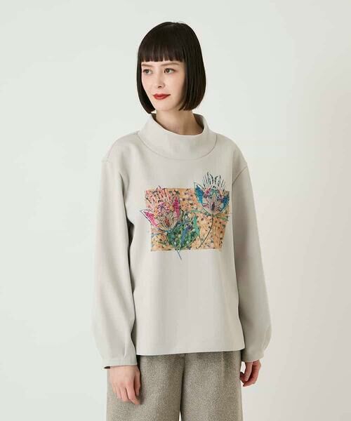 HIROKO BIS GRANDE / ヒロコビス グランデ カットソー | 【大きいサイズ】幾何アートフラワーボンディングプルオーバー /洗える | 詳細10