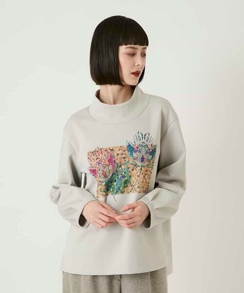 HIROKO BIS GRANDE / ヒロコビス グランデ カットソー | 【大きいサイズ】幾何アートフラワーボンディングプルオーバー /洗える | 詳細7