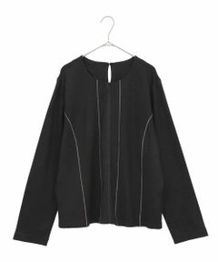 HIROKO BIS GRANDE / ヒロコビス グランデ カットソー | 【大きいサイズ】ラインアクセントポンチプルオーバー /洗える