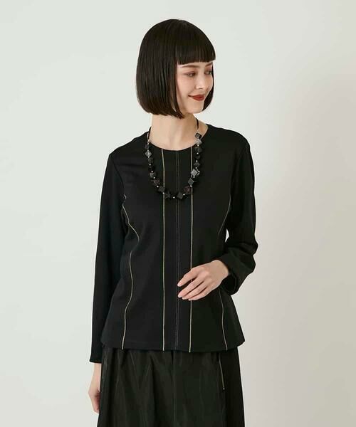 HIROKO BIS GRANDE / ヒロコビス グランデ カットソー | 【大きいサイズ】ラインアクセントポンチプルオーバー /洗える | 詳細10